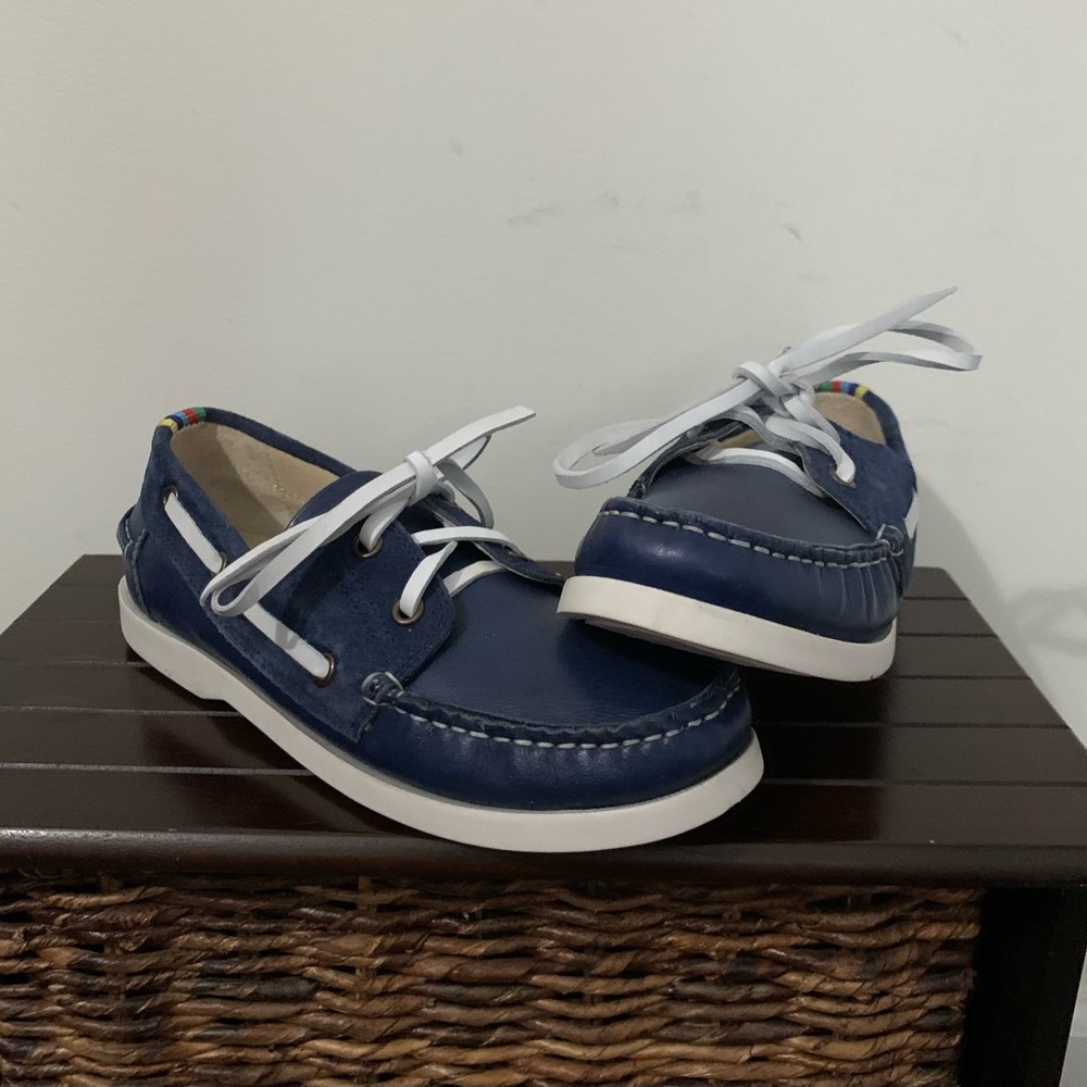 Boys Mini Boden Leather Boat Shoes Size 1 (EU32)